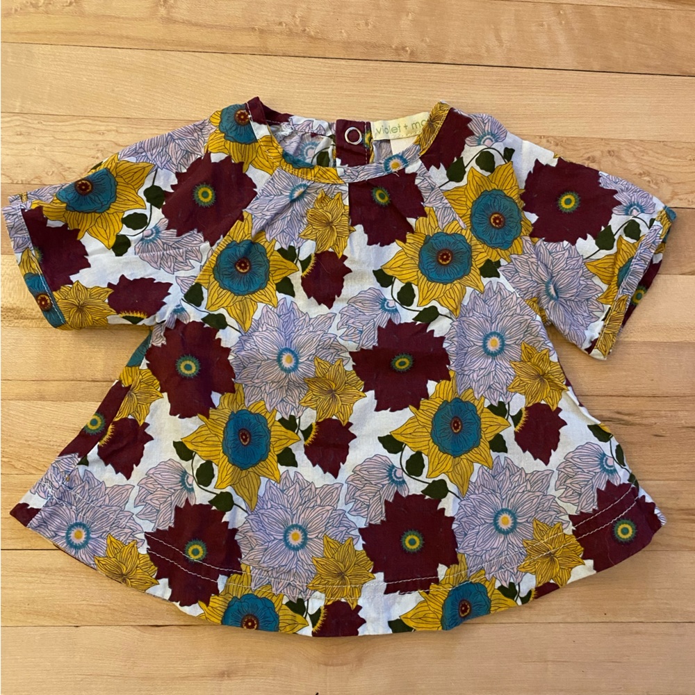 Violet + Moss organic cotton floral printed top, 3-6 mo